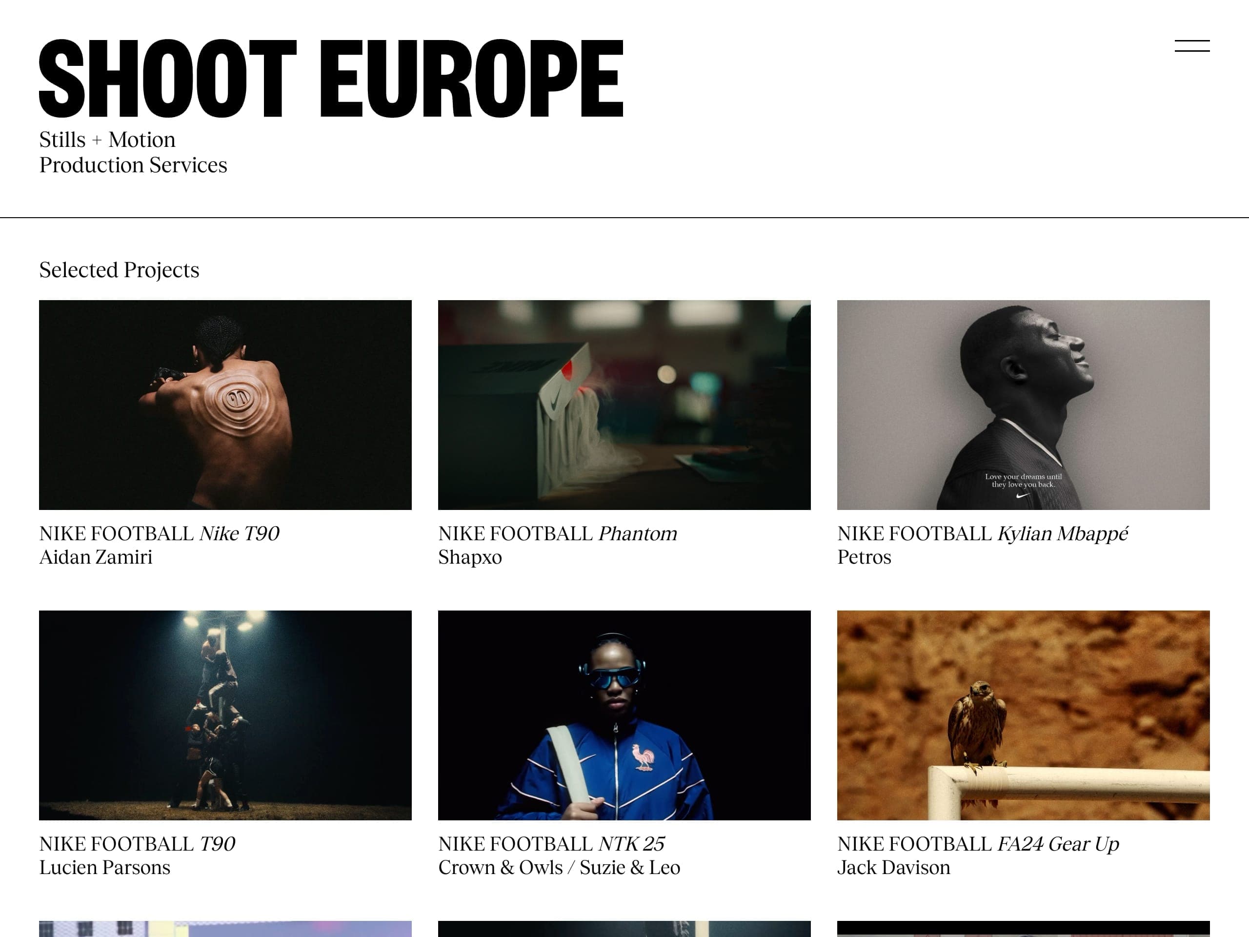 Shoot Europe website screenshot